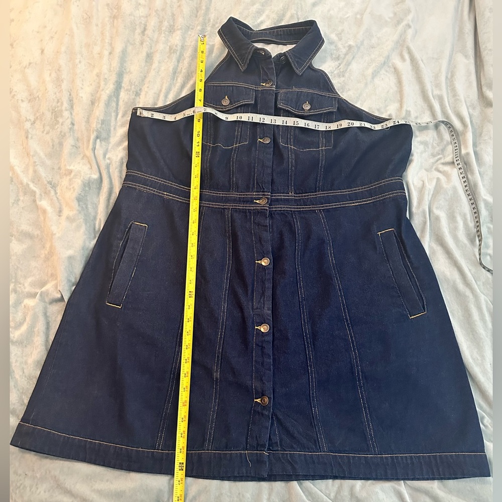 Future collective blue jean halter dress